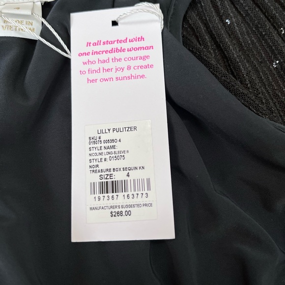 NWT Lilly Pulitzer Nicoline Long Sleeve Black Sequin Romper Size 4 - Picture 6 of 7